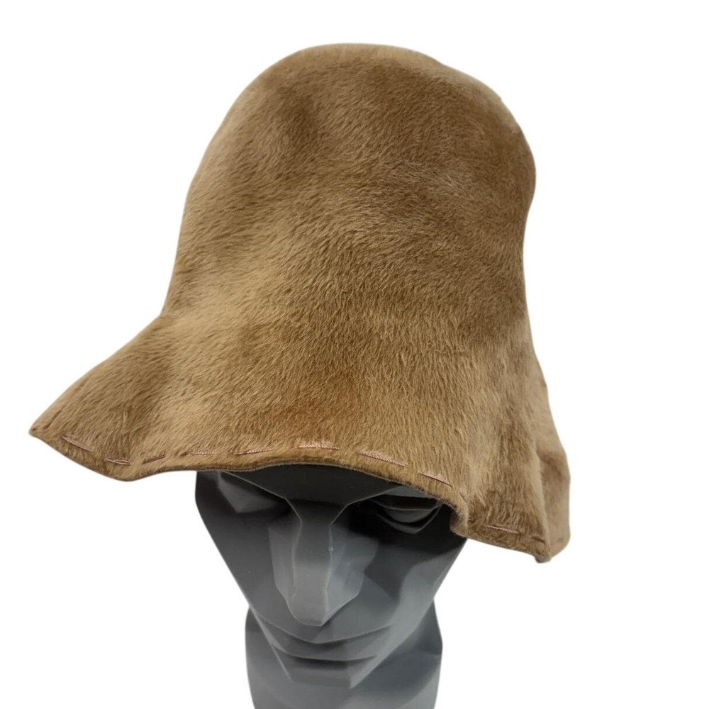 Vintage Betmar New York Paris Faux Fur Bucket Hat Camel Tan Aura Mid Century